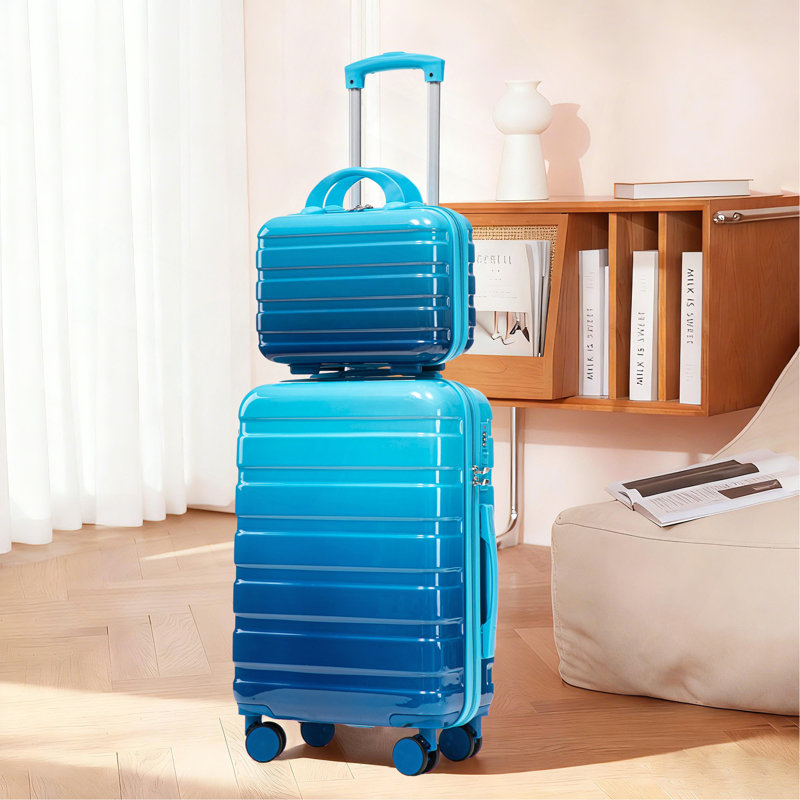 14 "/ 20" 2 pièces / ensemble dans un bagage à roulettes pour PC, valise de cabine, avec couleur dégradée et serrure à combinaison