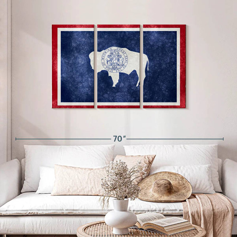 Drapeau d'État Borges Grunge Wyoming, H 28 po x l 45 po