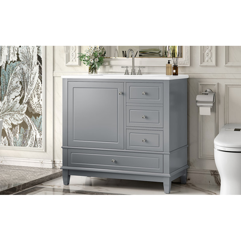 36" Bathroom Vanity with Ceramic Sink