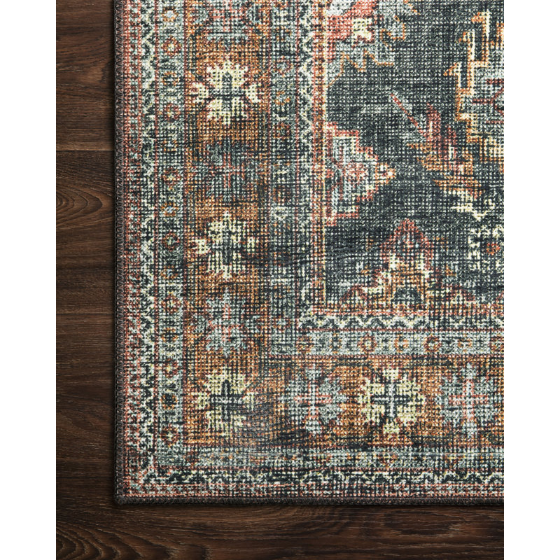 Tapis oriental océan / rouille Gelo, Carré 1 pi 6 po