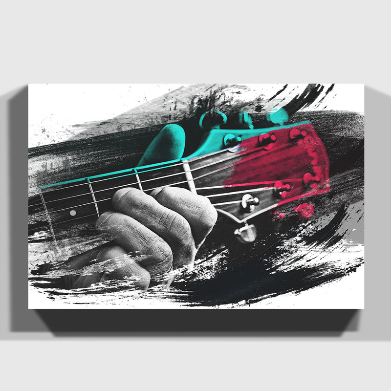 Guitar Black and White - Wrapped Canvas, 50cm H x 76cm W