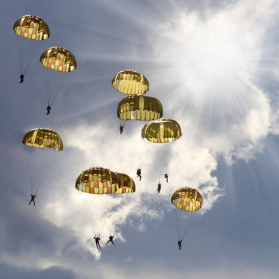" A Group Of Skydivers "