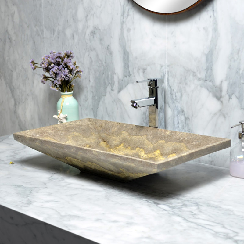 Lavabo de salle de bain rectangulaire en pierre à une cuve Sophie