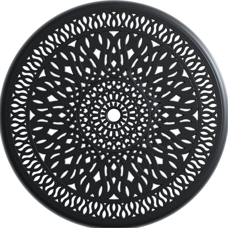 Patio Furniture - 5 Cast Aluminum With Cushions, Black, Stackable, Round Table, Relaxing Chair Option Outdoor  5  Cushions , Seats 4, All-Weather, Setup
