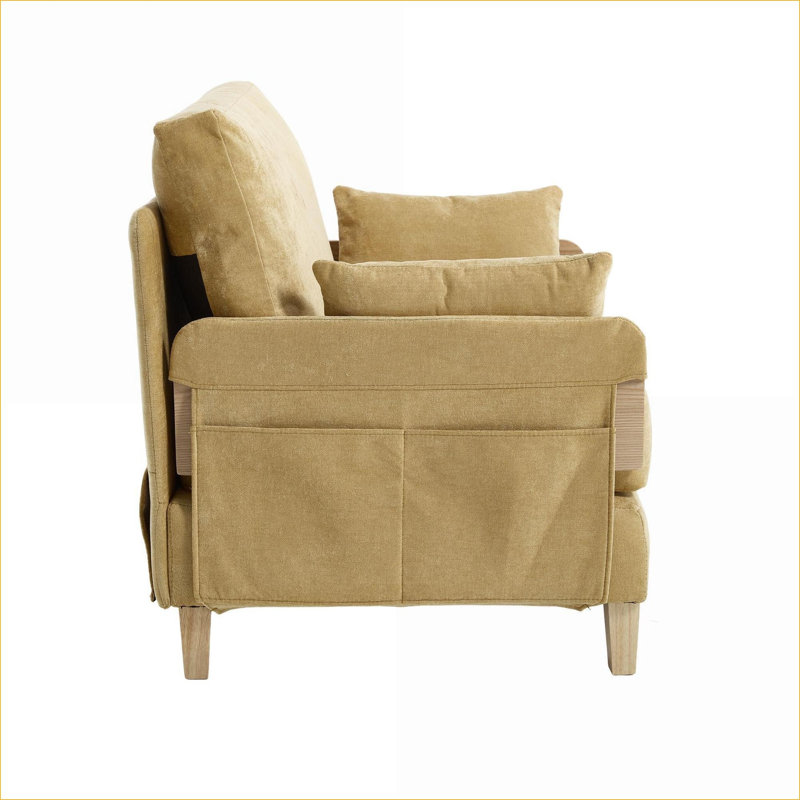 Fauteuil d'appoint convertible 3 en 1 pliable, canapé-lit inclinable pour petits espaces, style Mid-Century moderne, comprend 3 coussins