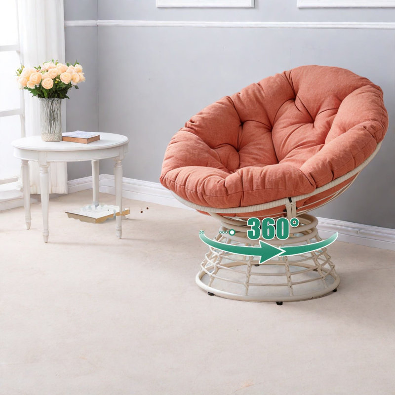Chaises d'appoint pivotantes, rotin en métal Papasan, salon à la maison moderne
