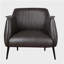 Fauteuil club Leoni, similicuir brun foncé, bois massif évasé