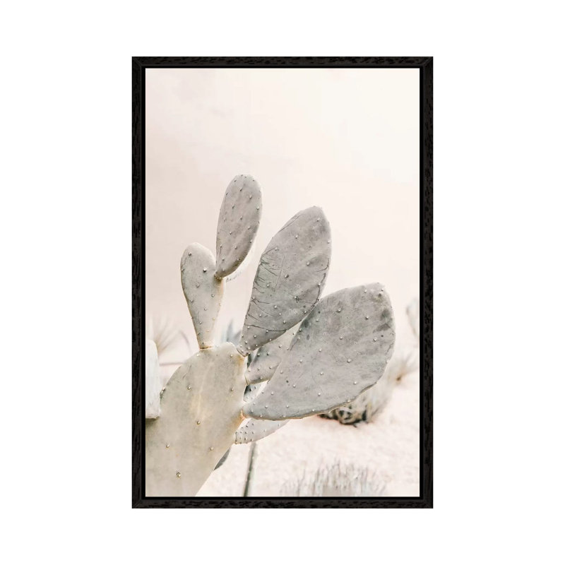 Neutral Cactus - Print on Canvas, Black Framed, 66.04cm H x 45.72cm W x 3.81cm D