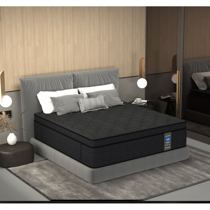 Matelas à ressorts ensachés hybride 14 po mi-ferme en mousse viscoélastique gélifiée, soulagement de la pression, isolement de mouvement, certifié CertiPUR-US