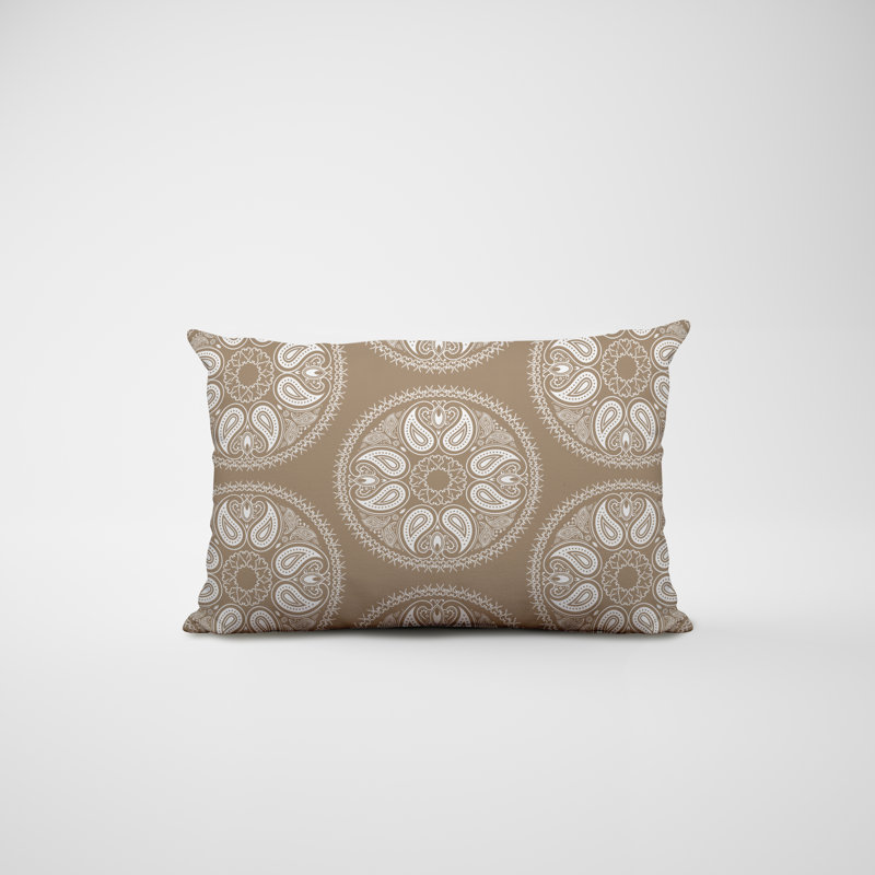 Paisley Outdoor Reversible Throw Pillow, Beige