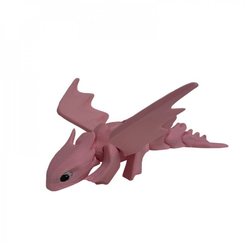 3D Printed Pink Sleek Flying Dragon Figurine