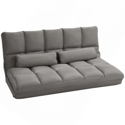 Convertible Floor Sofa Chair, Folding Couch Bed, Guest Chaise Lounge With 2 Pillows, Adjustable Backrest And Headrest, 40.25" L, Blue