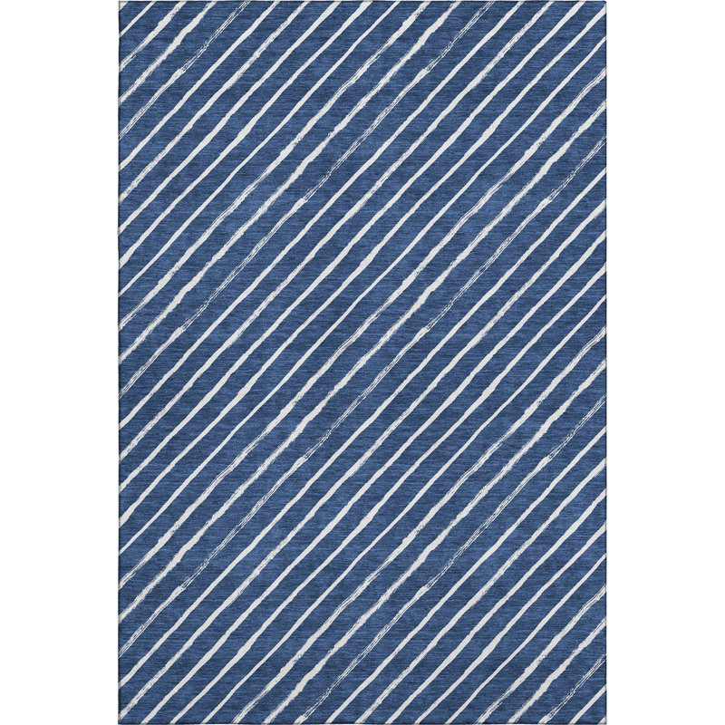 Premium Machine Washable Dockside AMF1819 Striped Holiday Rug, Rectangle 5' x 7'6"