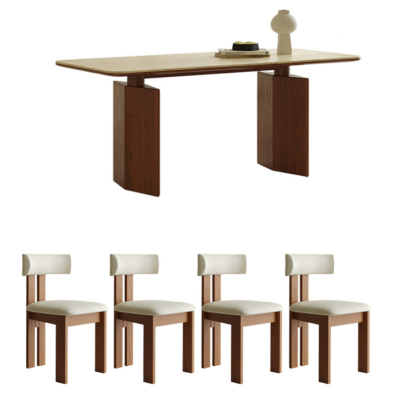 Ensemble de table de salle à manger rétro Vintage, Brun, 5, H 29,53 po x L 55,12 po x l 31,5 po