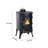 Small cylindrical cast iron wood-burning fireplace