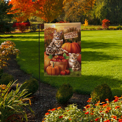 Fall Kittens Pumpkins Garden Flag