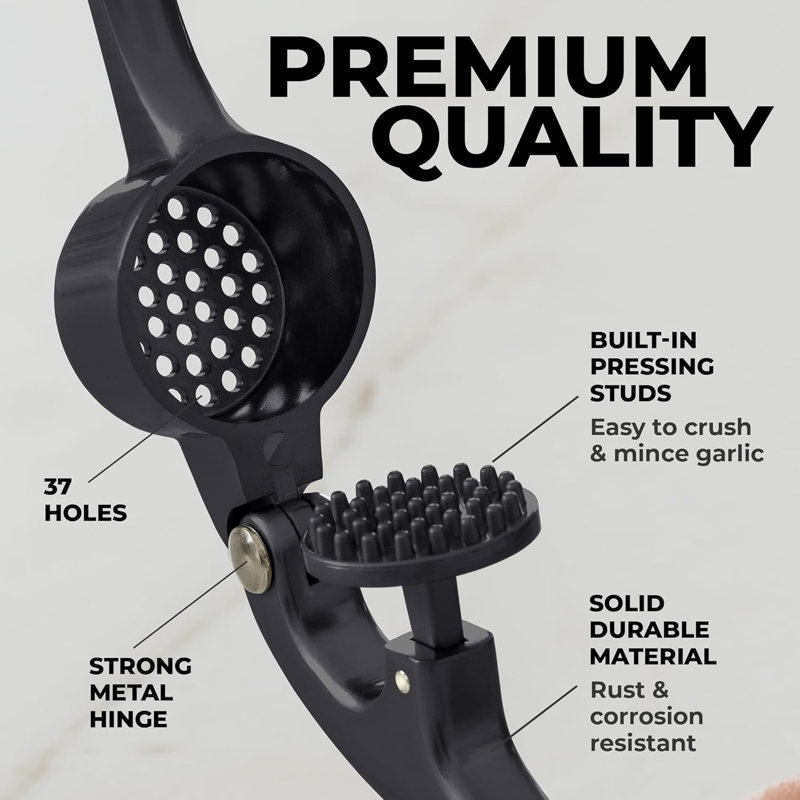 Zulay Kitchen Premium Garlic Press, Satin Black