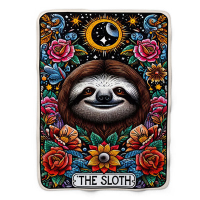 The Sloth Tarot Card - 1 Piece Premium Sherpa Blan Throw Blanket