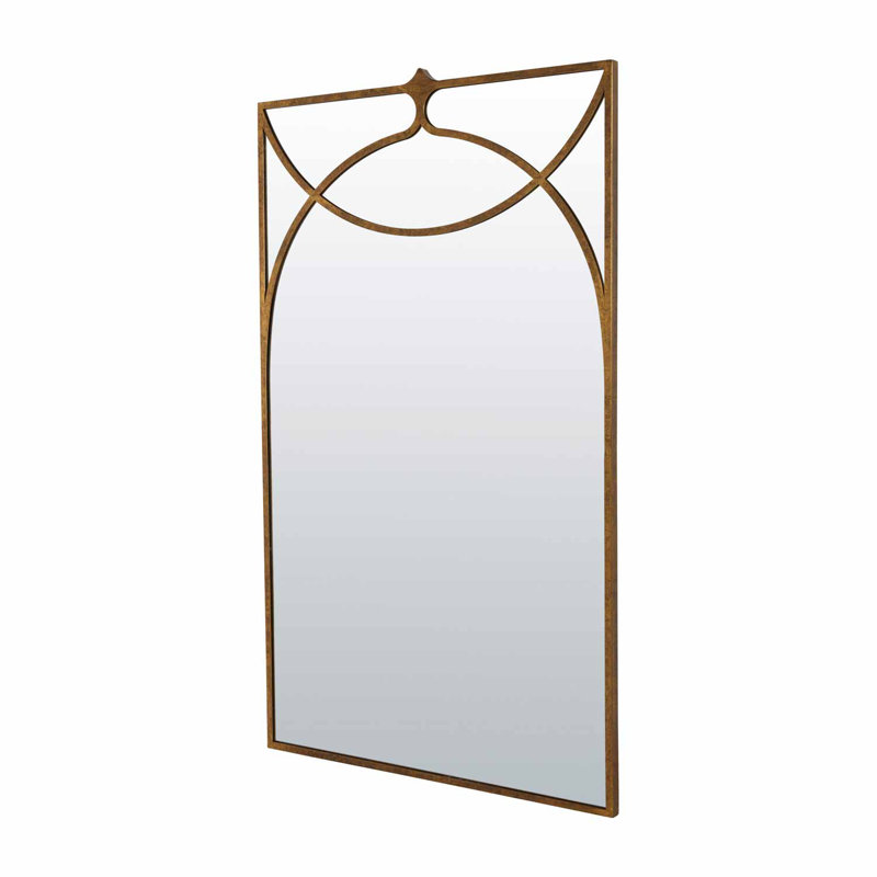 Swan Rectangle Metal Wall Mirror, Gilded Gold