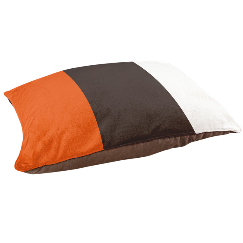 Coussin Cleveland, Moyen (l 40 po x P 30 po x H 6,5 po), Orange / Brun / Blanc