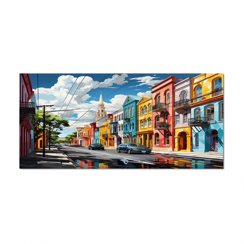 City Charleston Popart II sur toile, Toile tendue, H 28 po x l 60 po x P 1,5 po