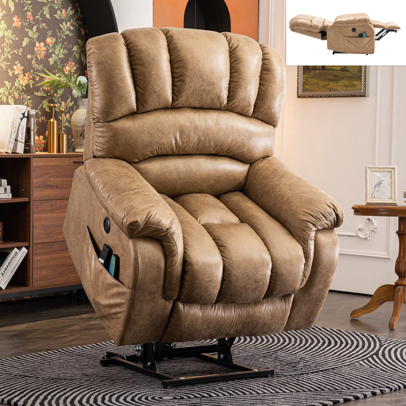 Fauteuil de massage inclinable électrique chauffant Hawking, Microfibre / microsuède sable