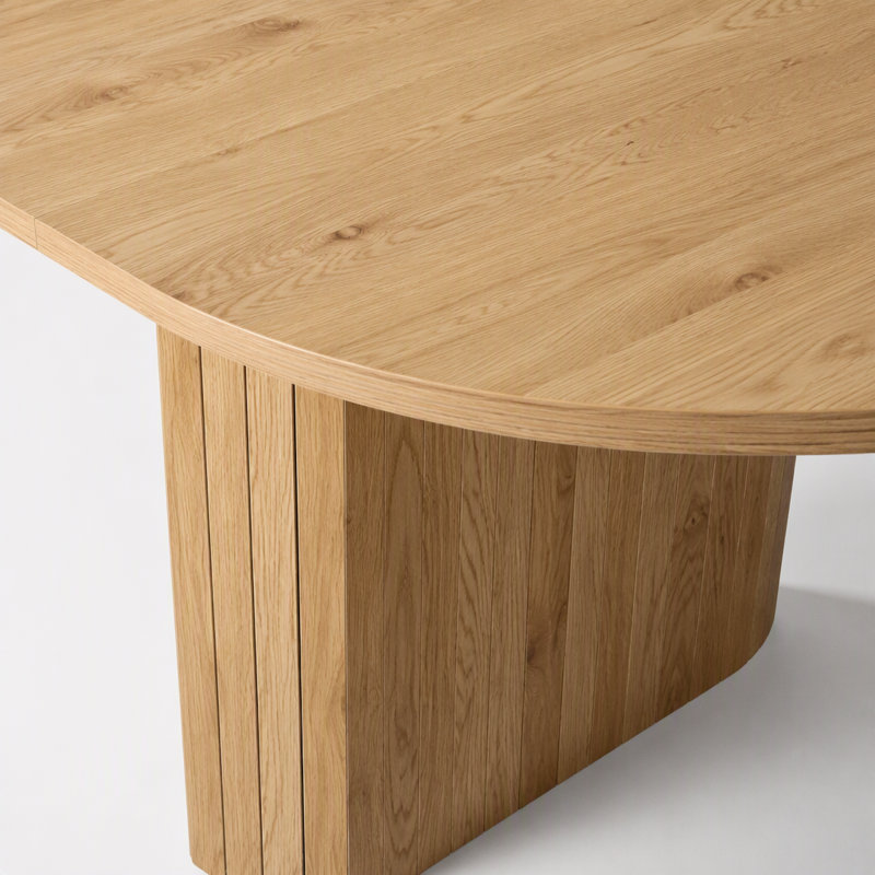 Table de cuisine ovale avec base en bois, table de salle à manger de style campagne moderne, Clair naturel