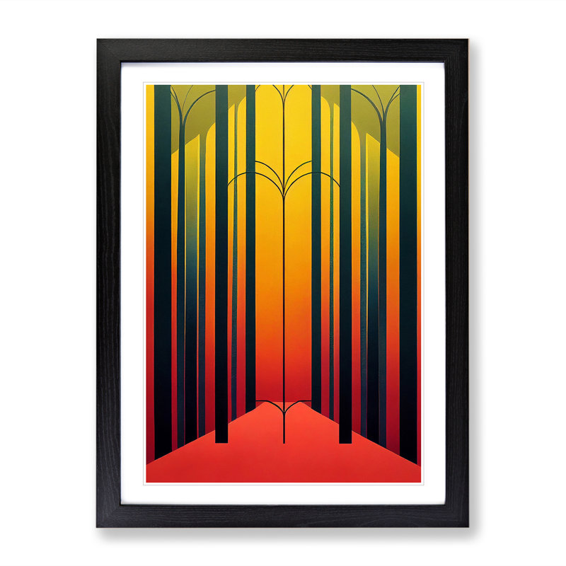 Forest Deco No.7 - Single Picture Frame Painting, Black, 64cm H x 46cm W x 2cm D