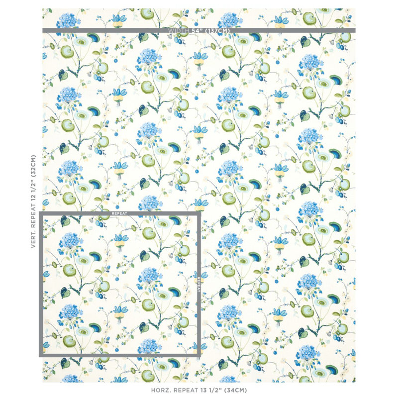 Tissu en lin Vasily, Vert et bleu