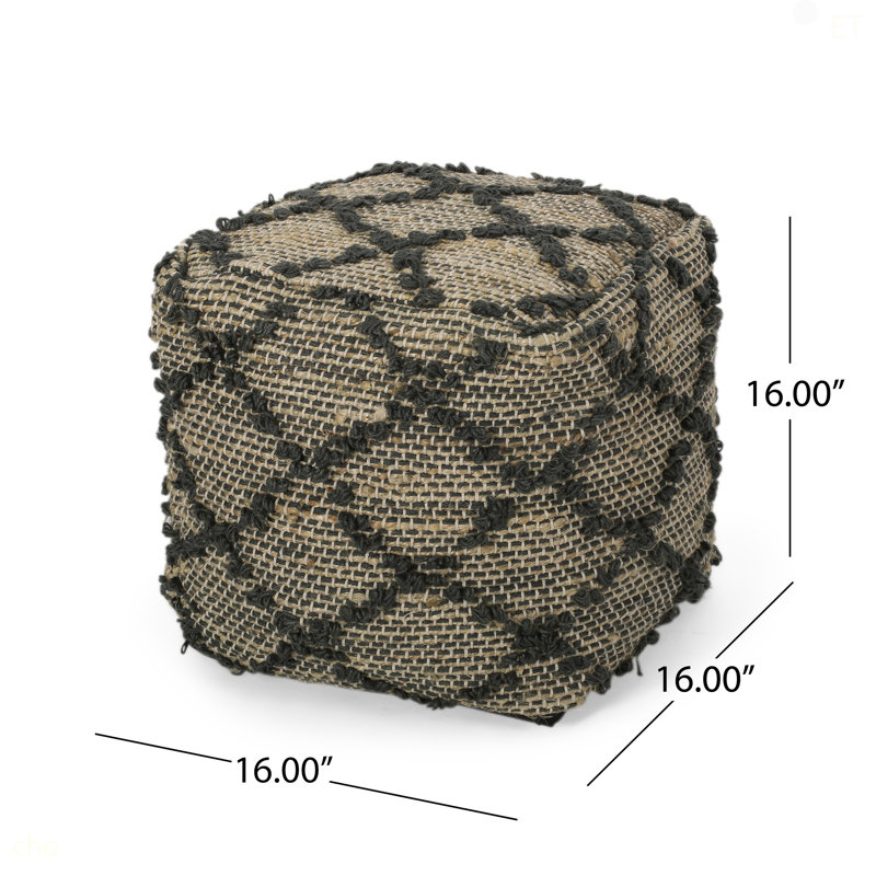 Pouf carré Poncho, gris anthracite