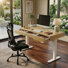 Ensemble de bureau et de chaise électrique à hauteur réglable, bureau à 3 tiroirs à hauteur réglable et chaise de bureau ergonomique
