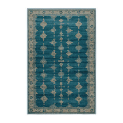 Machine Washable Overdyed Blue Area Rug