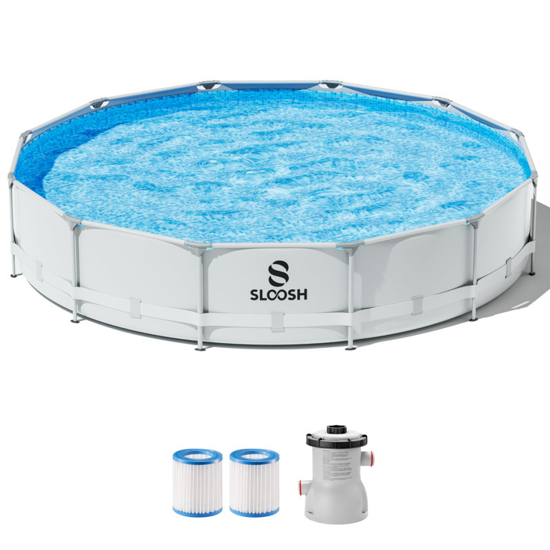 Round Above Ground Pool with Pump, 12' W x 30" H