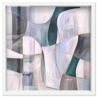 Blue Reverie I Shadowbox Print Office Wall Decor by Art Remedy, White Frame, 31 x 31