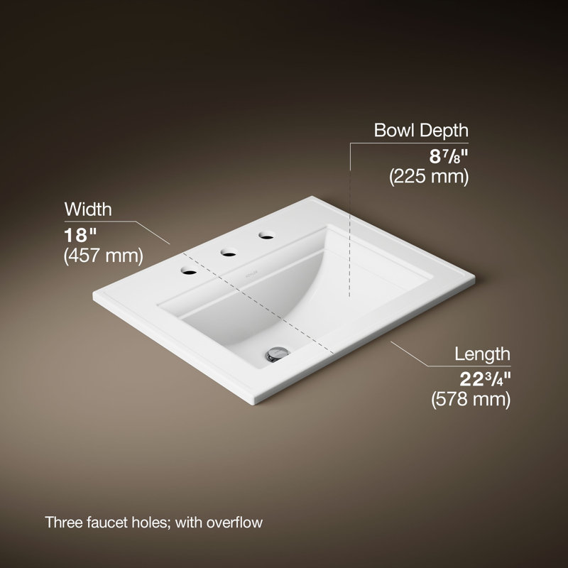 Memoirs® Stately Drop-in Bathroom Sink, White, 8" Centers