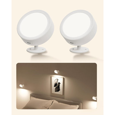 2 Packs Led Wall Mounted Light Wireless With Remote