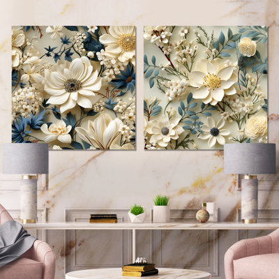 Cathrine - ensemble de 2 reproductions d'art sur toile florales