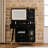 Modern Makeup Table With 3 - Color Adjustable Lights, Length, And Generous Storage, Equipped Ergonomic Stool Exquisite Detail Black Cabinet, Large Mirror, Featuring Fluted Glass Door Built In Power-1732501301