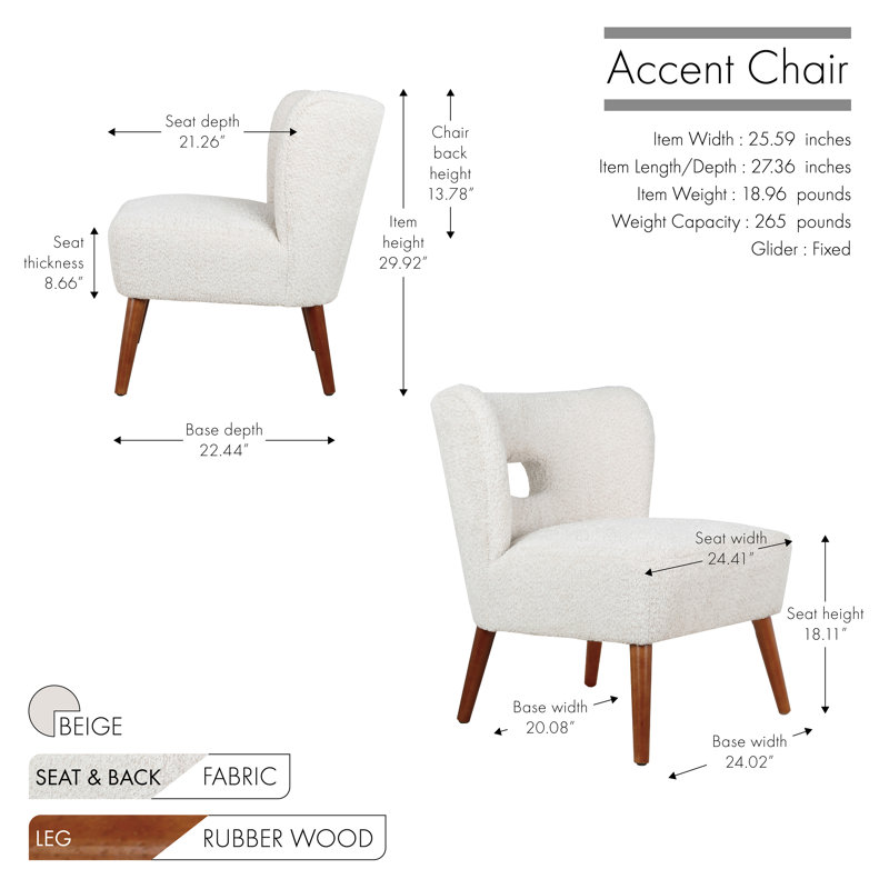 Fauteuil de chambre en sherpa Arimantas, Mélange de polyester beige