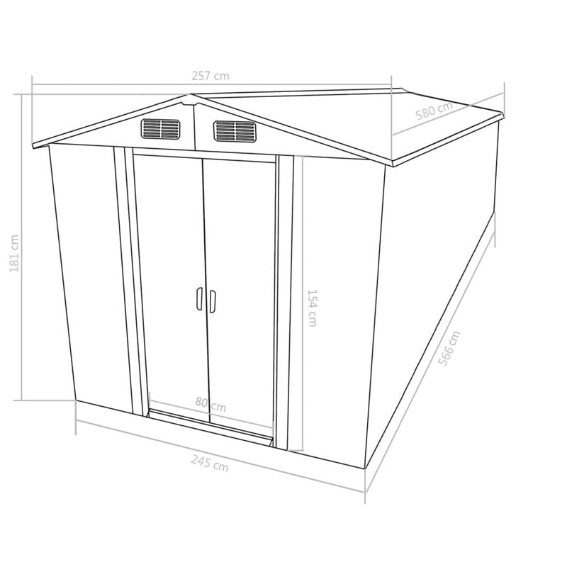 Mclane Garden Shed 257x580x181 cm Metal, Anthracite