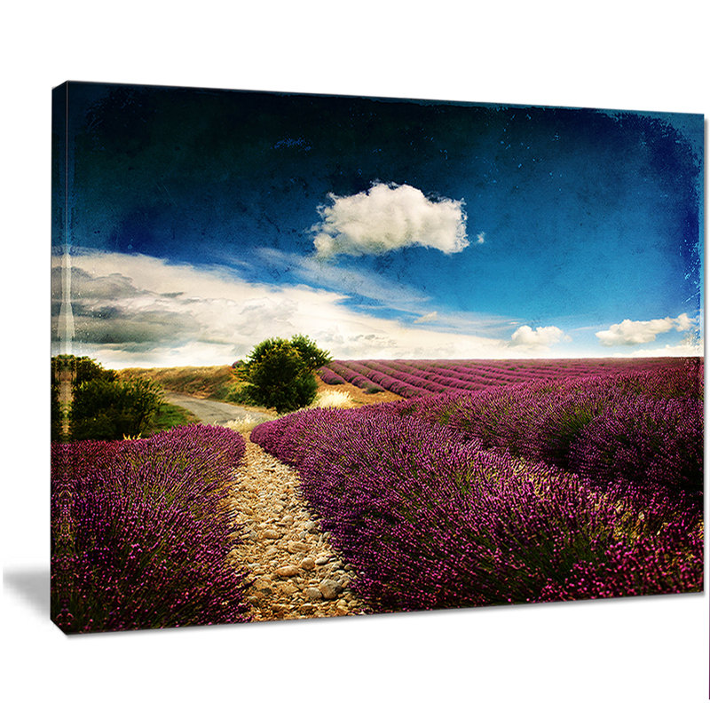 «Lavender Field with Dramatic Blue Sky», reproduction de photo sur toile tendue, H 20 po x l 20 po x P 1 po