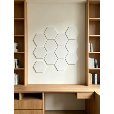 Hexagon Cork Board Alternative for Wall Decor, 12 Pack Felt Bulletin Board Tiles with 30 Pushpins and 70 Adhesive Tabs for Office Classroom Home