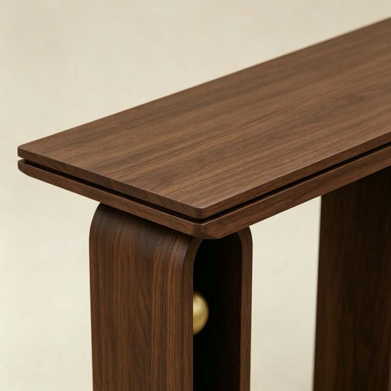 Console Mid-Century moderne en chêne massif, Brun