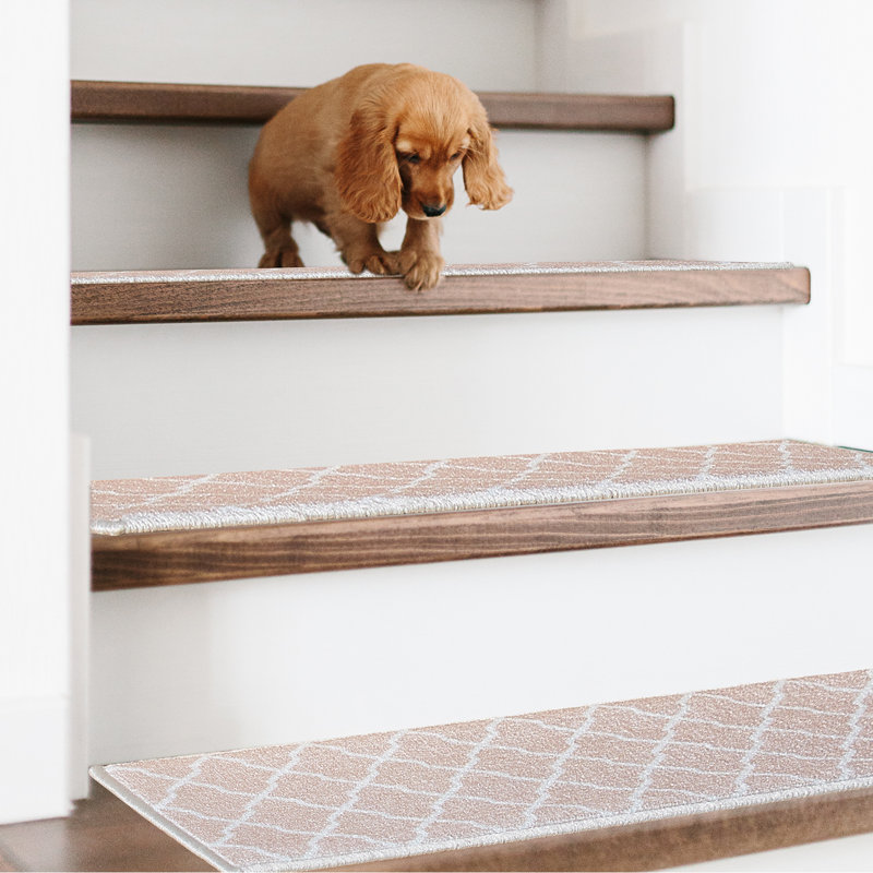 Tapis d'escalier intérieur antidérapant Tynlee, Rectangle 9 po x 2 pi 4 po, Brun