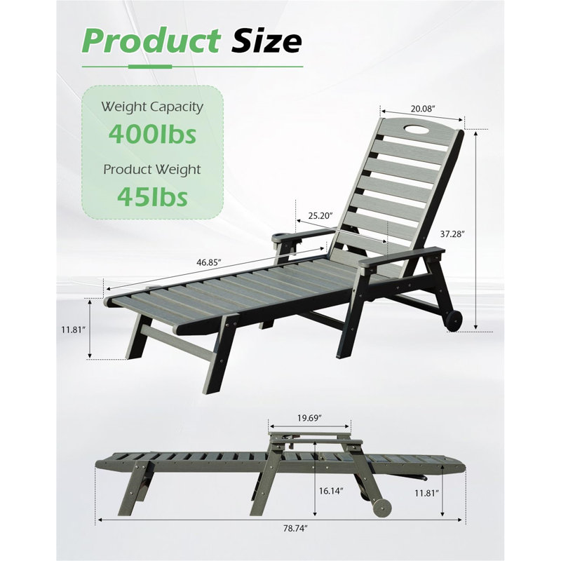Ensemble de 2 chaises longues d'extérieur, Gris