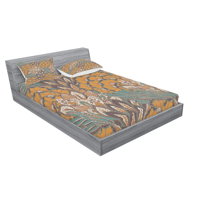 Microfiber Paisley Sheet Set, Queen Sheet Set with Fitted Sheet, Floral