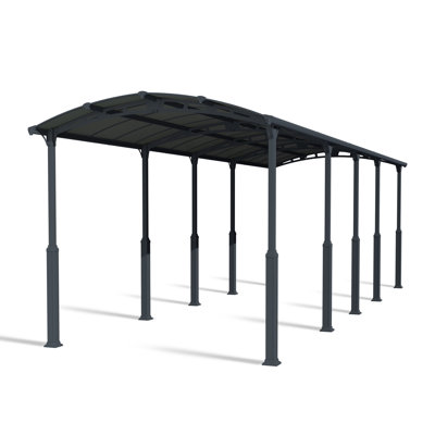 Palram - Canopia Arcadia Alpine 12' W x 35' D Polycarbonate Galvanized Steel Weather-Protected Carport Canopy for Cars Trucks RV Gray