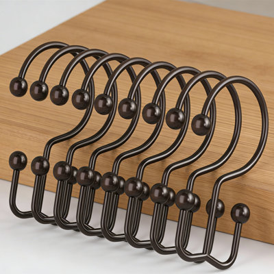 12 Pack  Shower Curtain Hooks – Double Hook Rust-Resistant Metal, Minimalist Bathroom Hooks For Shower Rod, Multi-Purpose For Curtains & Towels
