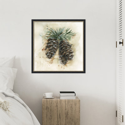 «Watercolor Pinecone Study No. 2» par Ethan Harper, reproduction d'art encadrée sur bois