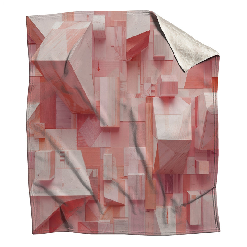 Couvertures rose Cubic Structures, 60in W x 80in H